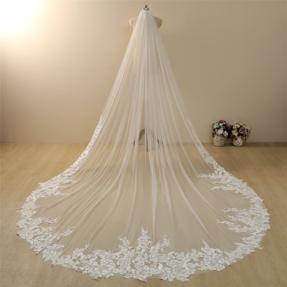 157 inch regal cathedral veil  , custom made new never worn